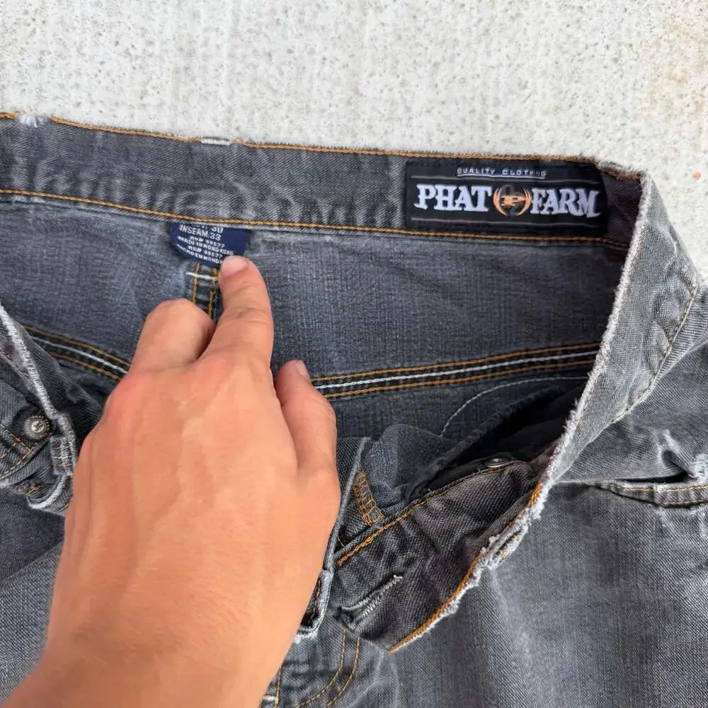 Vintage Phat Farm Y2K Baggy Wide Leg Denim Jeans Black